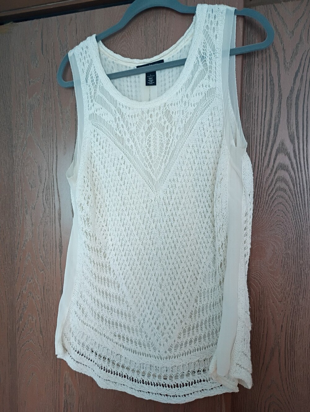 White House Black Market Knitted Cotton Lace Tank, Large